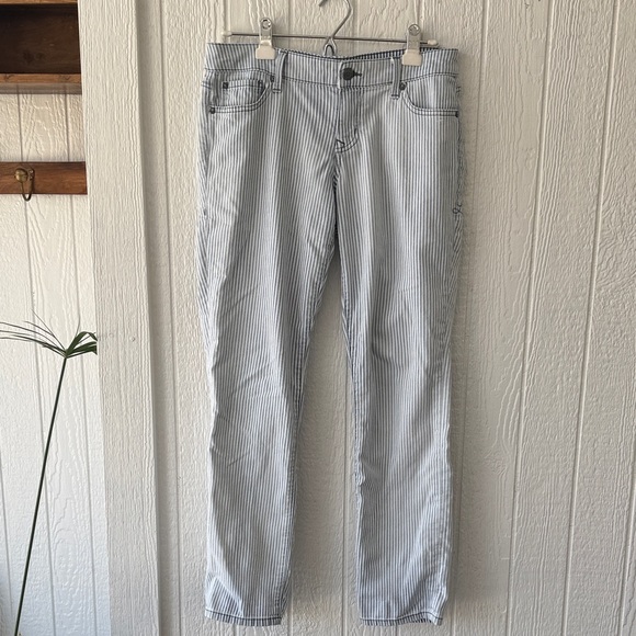 Level 99 Denim - Anthropologie Level 99 Railroad Stripe Lily Skinny Straight Denim Jeans sz 28